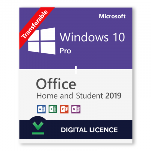 Windows 10 Pro + Microsoft Office 2019 Home and Student Bundle - Transferable Digital Licences