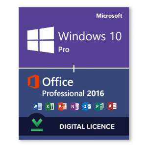 Windows 10 Pro + Microsoft Office 2016 Professional Bundle - Digital Licences