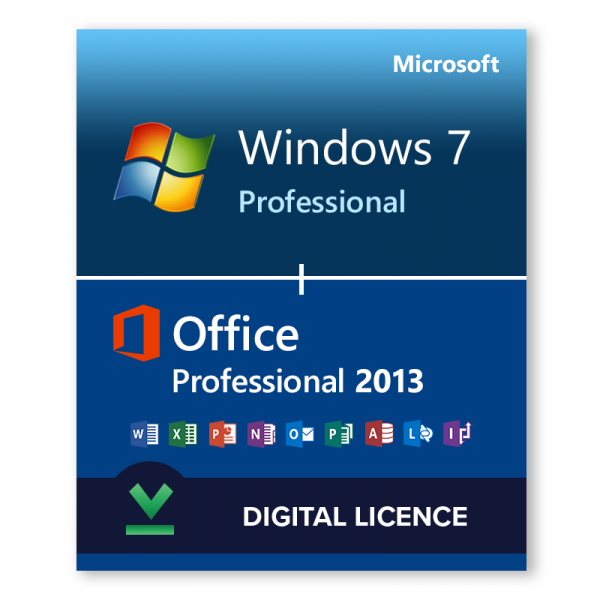 Windows 7 Professional + Microsoft Office 2013 Professional Bundle - Digital Licences